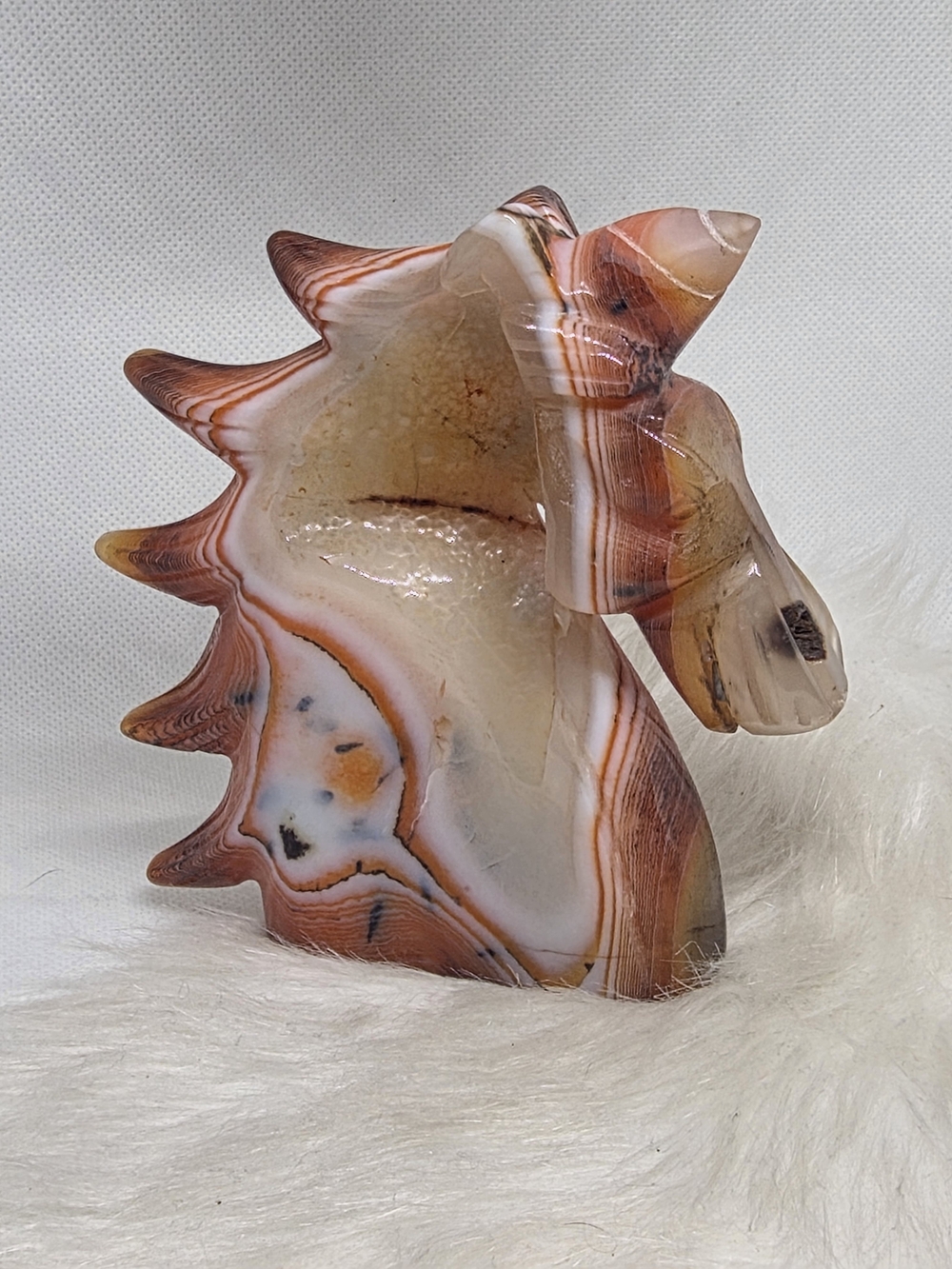 Hand-Carved Brown Agate Horse Head Sculpture